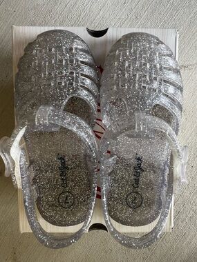 Cat & Jack Clear Glitter Jelly Sandals - Silver Sparkle